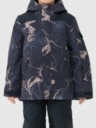 Kurtka narciarska chłopięca z kapturem, ocieplana, granatowa, 4F