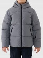 Kurtka narciarska chłopięca z kapturem, ocieplana, szara, 4F