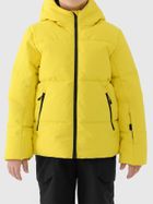 Kurtka narciarska chłopięca z kapturem, ocieplana, żółta, 4F