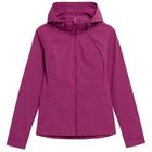 Kurtka softshell damska z kapturem, różowa, 4F