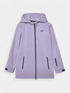 Kurtka softshell dziewczęca z kapturem, fioletowa, 4F