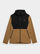 Kurtka softshell męska z kapturem, brązowa, 4F
