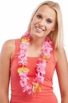 Kwiaty hawajskie, naszyjnik, różowy