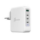 Ładowarka Sieciowa J5create, 130w Gan Usb-c, 4-port Charger, Eu, 3xusb-c/, 1xusb3.0, biały Jup43130e-en