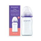 Lansinoh, NaturalWave, szklana butelka do karmienia ze smoczkiem, rozmiar S, 160 ml