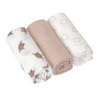 Lassig, Tiny Team, pieluszka muślinowa, otulacz z biobawełny, kotek, 60-60cm, 3 szt.