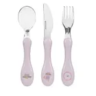 Lassig, Tiny Team, zestaw sztućców ze stali nierdzewnej, kotek, 3 szt.