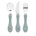 Lassig, Tiny Team, zestaw sztućców ze stali nierdzewnej, piesek, 3 szt.
