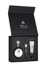 Lattafa, Fakhar Men, zestaw: woda perfumowana, 100 ml + woda perfumowana, 12 ml + żel pod prysznic, 100 ml