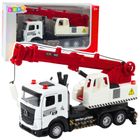 Lean Toys, ciężarówka z dźwigiem, metalowy pojazd budowlany