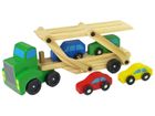 Lean Toys, drewniana laweta z pojazdami, zielona