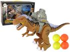 Lean Toys, interaktywny dinozaur z katapultą, brązowy