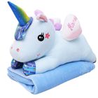 Lean Toys, jednorożec, maskotka z kocykiem, niebieski, 55 cm