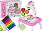 Lean Toys, jednorożec, stolik z projektorem, różowy