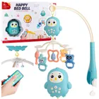 Lean Toys, karuzela do łóżeczka z pozytywką i lampką, misie, niebieska