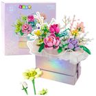 Lean Toys, klocki konstrukcyjne, Kompozycja w Pudełku Box Kwiatowy Fioletowy LED, 706elementów