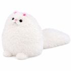 Lean Toys, kot z długim ogonem, maskotka, biały, 30-30 cm