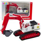 Lean Toys, metalowa koparka gąsienicowa, interaktywny pojazd budowlany