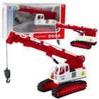 Lean Toys, metalowy dźwig gąsienicowy, interaktywny pojazd budowlany