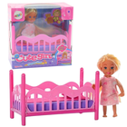 Lean Toys, mini laleczka w piżamie, zestaw z łóżeczkiem, różowe