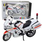 Lean Toys, motocykl, pojazd interaktywny, metalowy, biało-czerowny, 1:12
