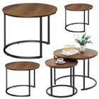 Lean Toys, okrągłe stoliki kawowe 3w1, vintage naturalne drewno, 51 cm/40 cm/30 cm