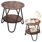 Lean Toys, okrągły stolik kawowy z dodatkową półką, industrialny vintage, 40-42 cm