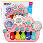 Lean Toys, pianinko interaktywne dla dzieci koła zębate, różowe