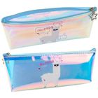 Lean Toys, piórnik saszetka, holograficzny z lamą, niebieski, 21-6 cm