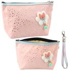 Lean Toys, piórnik saszetka, kokardka, pudrowy róż, 23-16 cm