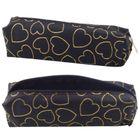 Lean Toys, piórnik saszetka, złote serca czarny