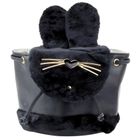 Lean Toys, plecak, pluszowy, uszy, czarny, 22 cm