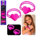 Lean Toys, podwójna bransoletka fluorescencyjna z serduszkiem, świecąca w ciemności