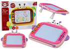 Lean Toys, tablica magnetyczna do malowania z akcesoriami, różowa