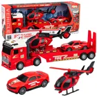 Lean Toys, tir laweta, zestaw pojazdów strażackich, 3 szt.