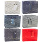 Lean Toys, torba prezentowa geometryczna złote linie, 23-18-10 cm, 1 szt.