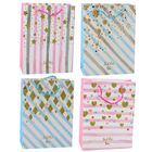 Lean Toys, torba prezentowa papierowa, niebieska, różowa brokat, 23-18-10,5 cm, 1 szt.