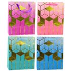 Lean Toys, torba prezentowa papierowa wzory geometryczne złote, 32-26-12 cm, 1 szt.