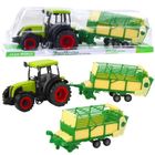 Lean Toys, traktor rolniczy z przyczepą, zielono-żółtą