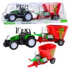 Lean Toys, traktor z przyczepą i mieszalnikiem paszy, zielony, 50 cm