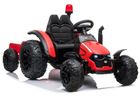 Lean Toys, Traktor z przyczepą, pojazd na akumulator, czerwony