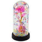 Lean Toys, wieczna róża w szkle, oświetlenie LED, różowa