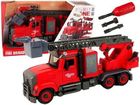 Lean Toys, wóz strażacki z akcesoriami, pojazd do skręcania