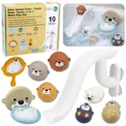 Lean Toys, wydra, zjeżdżalnia, zabawki do kąpieli, 10 elementów