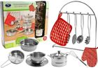Lean Toys, zestaw metalowych naczyń kuchennych z akcesoriami, 23 elementy