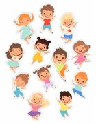 LearnHow, dekoracje okienne, dwustronne, wesołe dzieci, 12 elementy