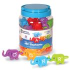 Learning Resources, Snap & Learn, Słonie ABC, figurki do nauki liter i poznawania kolorów, zestaw edukacyjny, 26 szt.