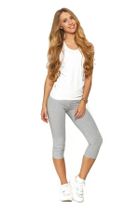 Legginsy damskie 3/4, plus size, szare, Moraj