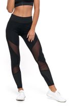 Legginsy damskie, czarne, siateczka, Moraj