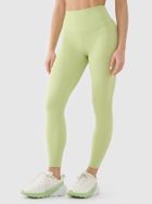 Legginsy damskie z wysokim stanem, limonkowe, 4F